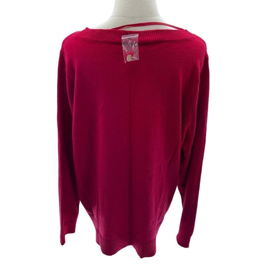 Lane Bryant Red/Gold Button Crew Neck Sweater NWOT- 22/24 - Picture 3 of 9